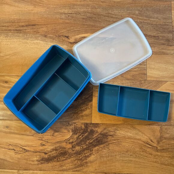 Vintage Tupperware Stow-N-Go Tuppercraft Sewing or Tackle Box 767-14 Blue - Picture 1 of 6